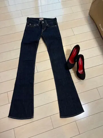 마우지 부츠컷 데님 플레어 데님 다크 블루