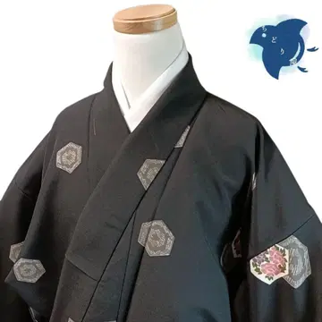 C11 치도리야 기모노 코몬 워셔블 기모노 화학 섬유 블랙 톨 사이즈