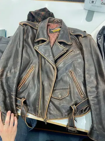 Harley-Davidson 가죽 라이더 자켓 다크 브라운