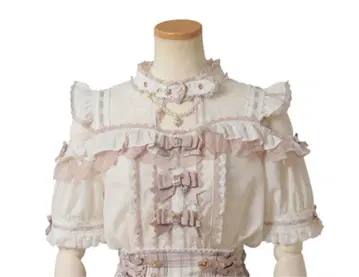 LIZLISA 3개 리본 프론트 초커 블라우스