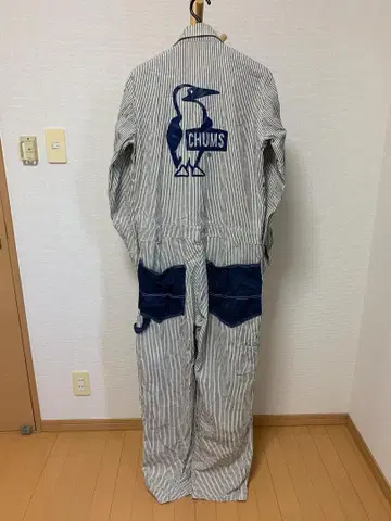 참스 작업복 올인원 스트라이프 화이트 S 구제 의류