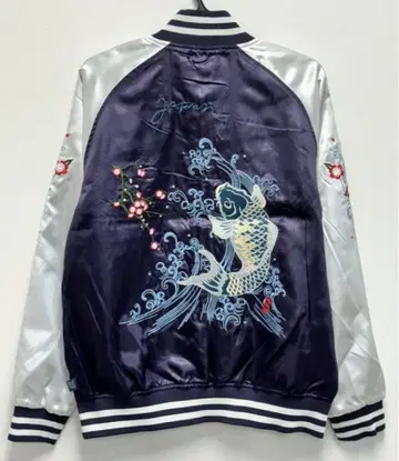 택 포함 새상품 스카잔 자수 잉어 디자인 네이비 LL 사이즈