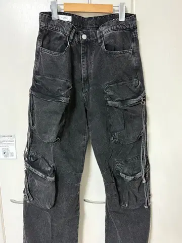 ZARA 블랙 카고 데님 팬츠