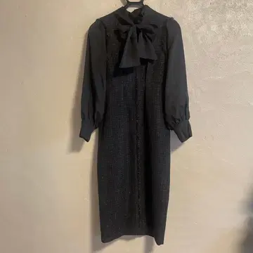 믹스 트위드 콤비 롱 내로우 원피스 드레스 입학식 졸업식 마마