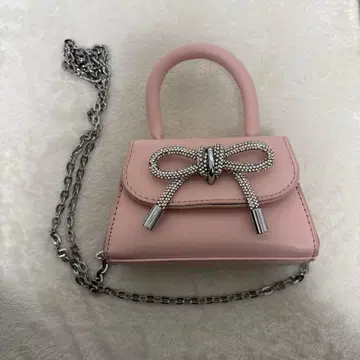 핑크 리본 장식 숄더백