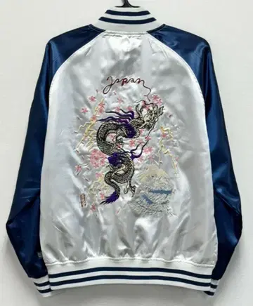 택 포함 새상품 스카잔 드래곤 자수 실버 네이비 용 자수