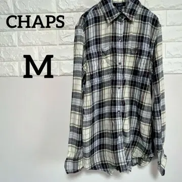 [ CHAPS ] M 긴팔 셔츠 체크 무늬 (네이비/화이트)