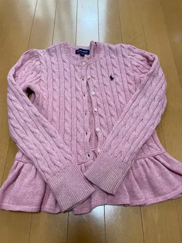 핑크 케이블 니트 플레어 가디건