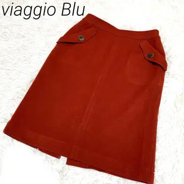 viaggio Blu 오렌지 타이트 스커트 프론트 포켓 부착