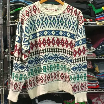 빈티지 USA 구제 의류 USA제 아크릴 총무늬 니트 스웨터