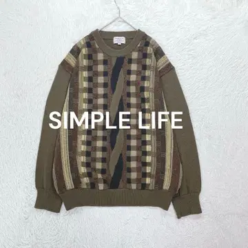 심플 라이프 레나운 케이블 짜임 니트 스웨터 M 브라운 크루넥