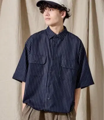 스트라이프 드로 코드 셔츠 M 사이즈