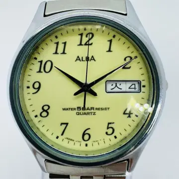 세이코 ALBA 데이데이트 쿼츠 실버 손목시계