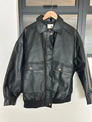 페이크 레더 빈티지 오버 사이즈 블루종