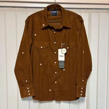 미사용 새상품 Wrangler 코듀로이 긴팔 셔츠 꽃 자수
