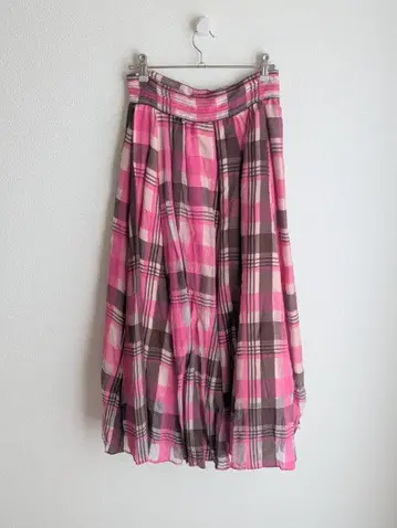 SNIDEL 시어 체크 볼륨 스커트