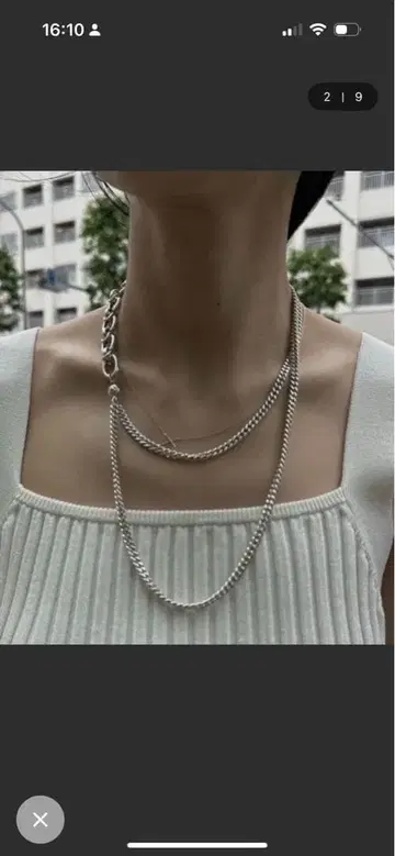 실버 색상 체인 목걸이 Ameri