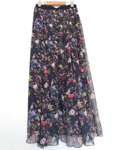 새상품급 GALLARDAGALANTE 꽃무늬 롱 스커트 실크 비대칭