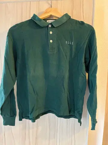 ELLE 그린 긴팔 피케 셔츠