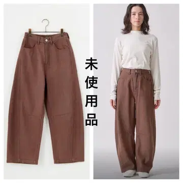 미사용품 [ KELEN / 케렌 ] 커브 디자인 컬러 데님 ( 브라운 )