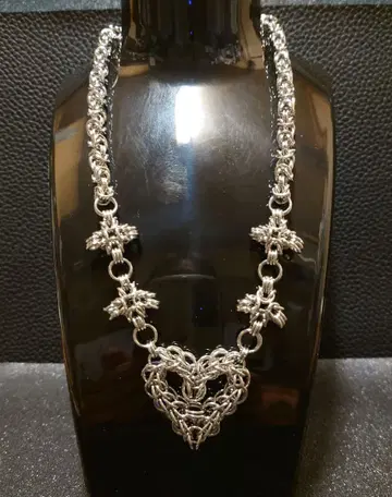 하트형 체인메일 실버 체인 목걸이 29