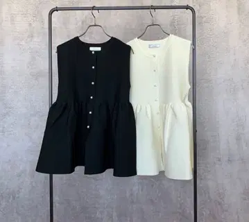 시마무라 리노루세 마나오 페플럼 니트 베스트 화이트 아이보리