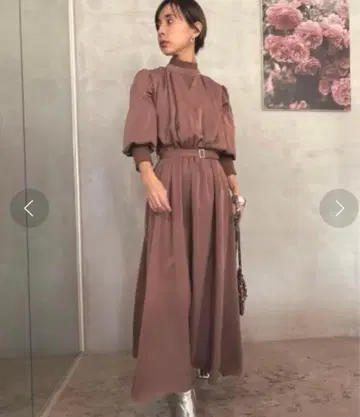 BALLOON SLEEVE RIB DRESS Ameri