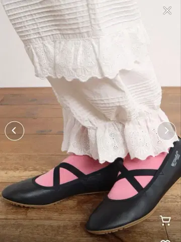 ANNIEL 가죽 크로스 발레 슈즈