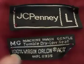70s 80s JCPenney 가디건 L 사이즈 짙은 빨간색