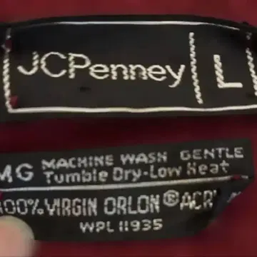 70s 80s JCPenney 가디건 L 사이즈 짙은 빨간색