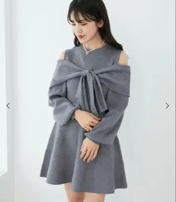 [이번 시즌 신상] MAJESTIC LEGON 오프숄더 니트 원피스 M