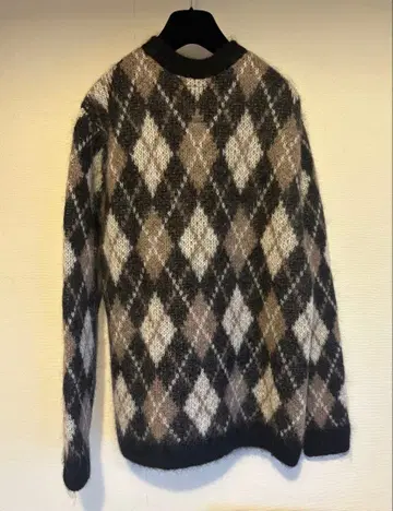 6(ROKU) x 바토너 아가일 무늬 모헤어 니트 스웨터