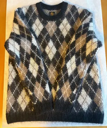 6(ROKU) x 바토너 아가일 무늬 모헤어 니트 스웨터