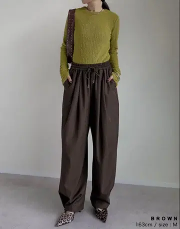 택 포함 새상품 리디 스트레치 믹스 트윌 볼륨 와이드 팬츠 M