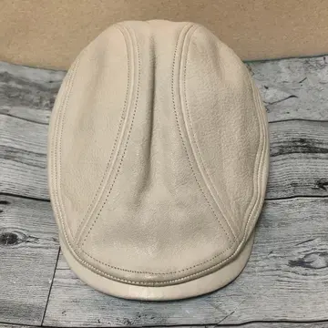 천연 가죽 본격 가죽 헌팅 모자 화이트