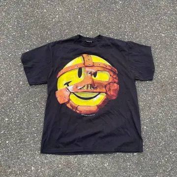 WWF Mankind 믹 폴리 셔츠 싱글 스티치 블랙