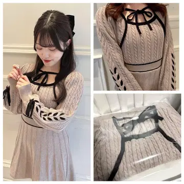 evelyn 바이컬러 플레어 OP 베이지