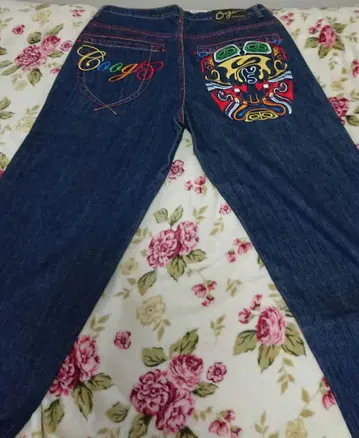 Cogo 컬러풀 자수 데님 팬츠