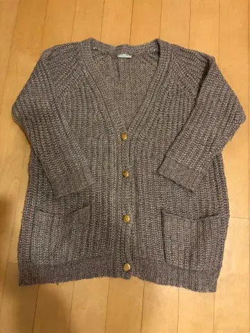 ADORE 브라운 계열 라메 가디건 버튼 포함