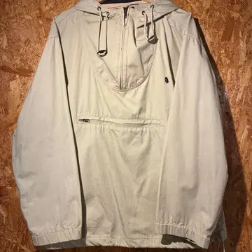 베이지 후드 부착 풀오버