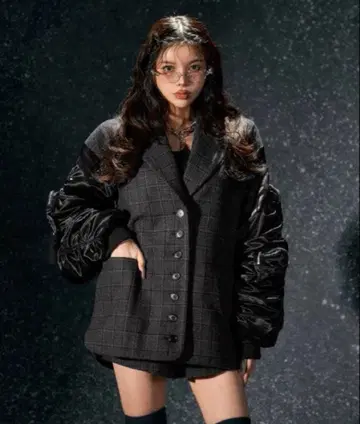 Darich 체크 도킹 블루종 블랙 새상품급