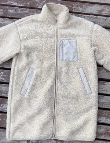 WILD THINGS 플리스 자켓 아이보리 보아 더블 지퍼