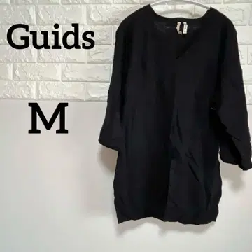 [ Guids ] M 5부 기장 튜닉 블랙 버튼업 라파 소매 V넥