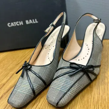 BC SUCCESSION 체크 무늬 펌프스 리본 미사용품