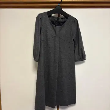 그레이 7부 소매 A라인 원피스