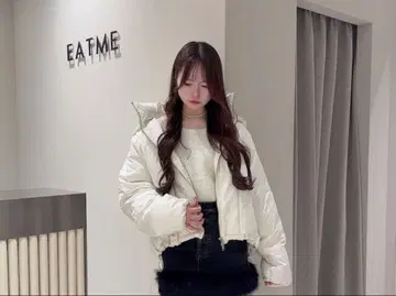EATME 나일론 후디 블루종 화이트 Free