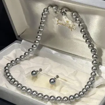 조개 펄 빅볼 8.0mm 목걸이 8.1mm 귀찌 세트 silver 각인