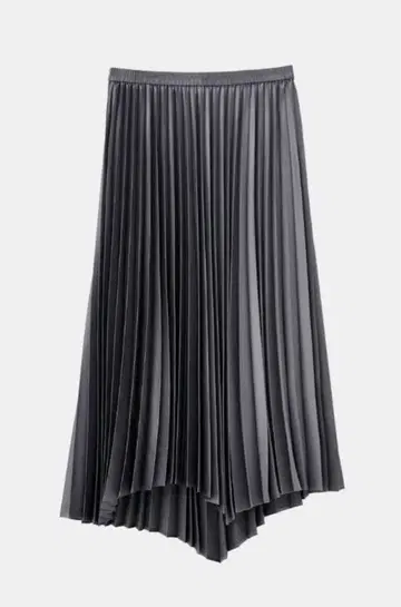 플라스테 PLST 새틴 불규칙 밑단 플리츠 스커트 S