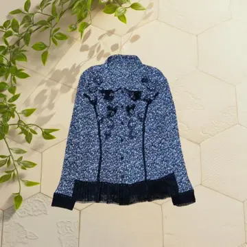 [레트로] t-pleats 80s 90s 플리츠 블라우스 꽃무늬 프릴 M