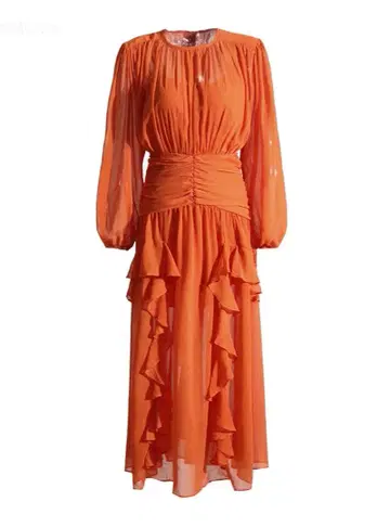 오렌지 긴팔 원피스